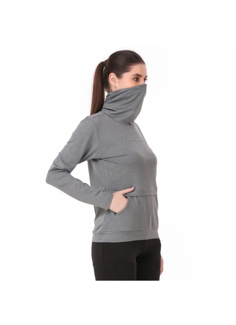 Performance Cowl Neck Tshirt For Women FS (Grey Melange)