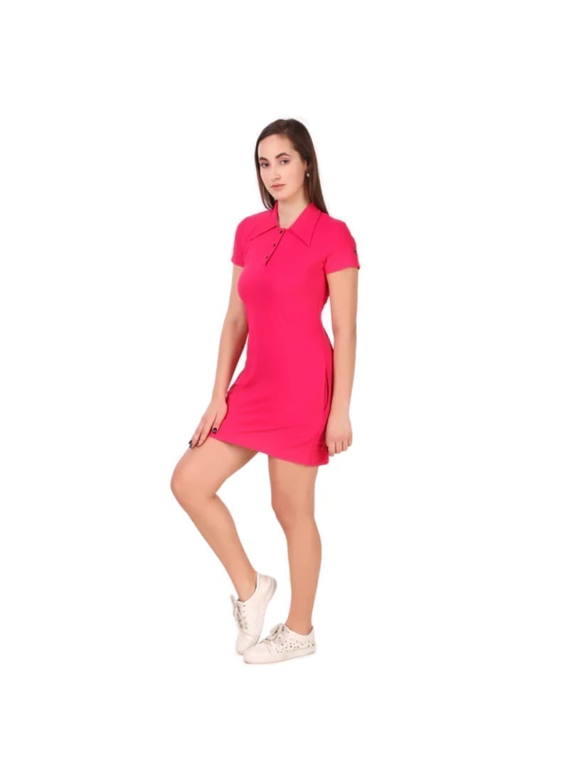 Activewear Collar Neck Dress For Women (Pink)