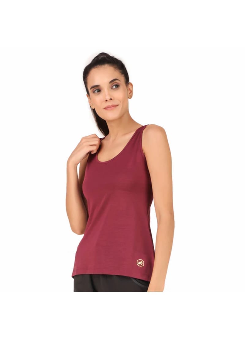 Back Cut-Out Sleeveless Tshirt For Women (Maroon)