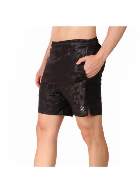Emboss Performance Shorts For Men Zip Pockets (Black)