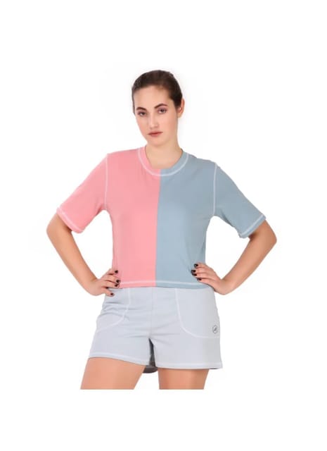 Cotton Crop Top For Women (Pink/Green)