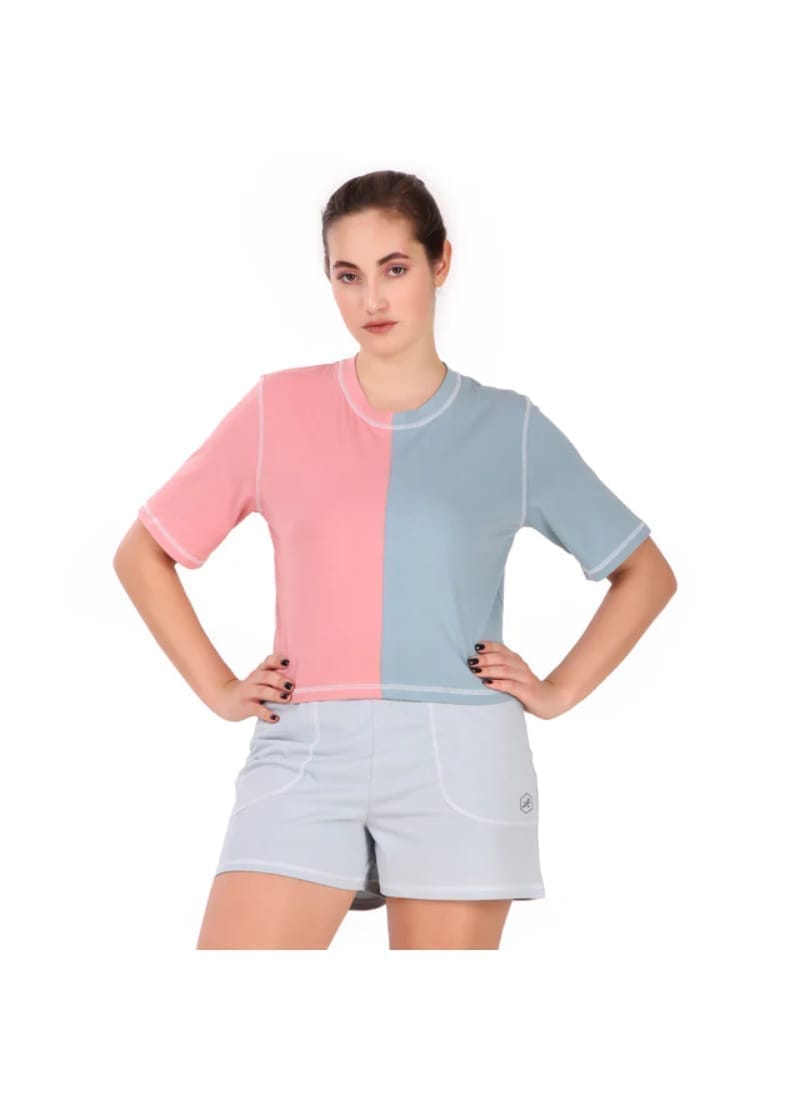 Cotton Crop Top For Women (Pink/Green)