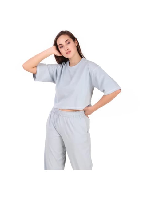 Cotton Crop Top For Women (Sky)