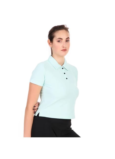 Activewear Polo Crop Top For Women (Sky)