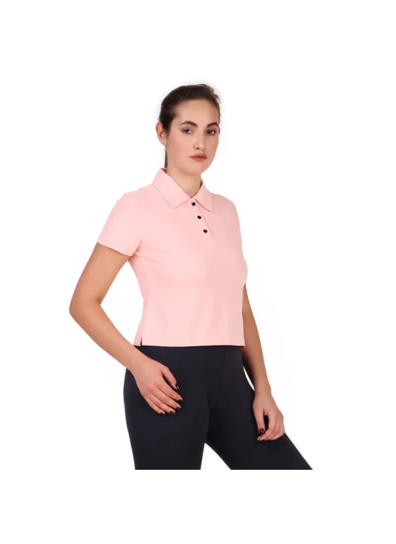Activewear Polo Crop Top For Women (Light Pink)