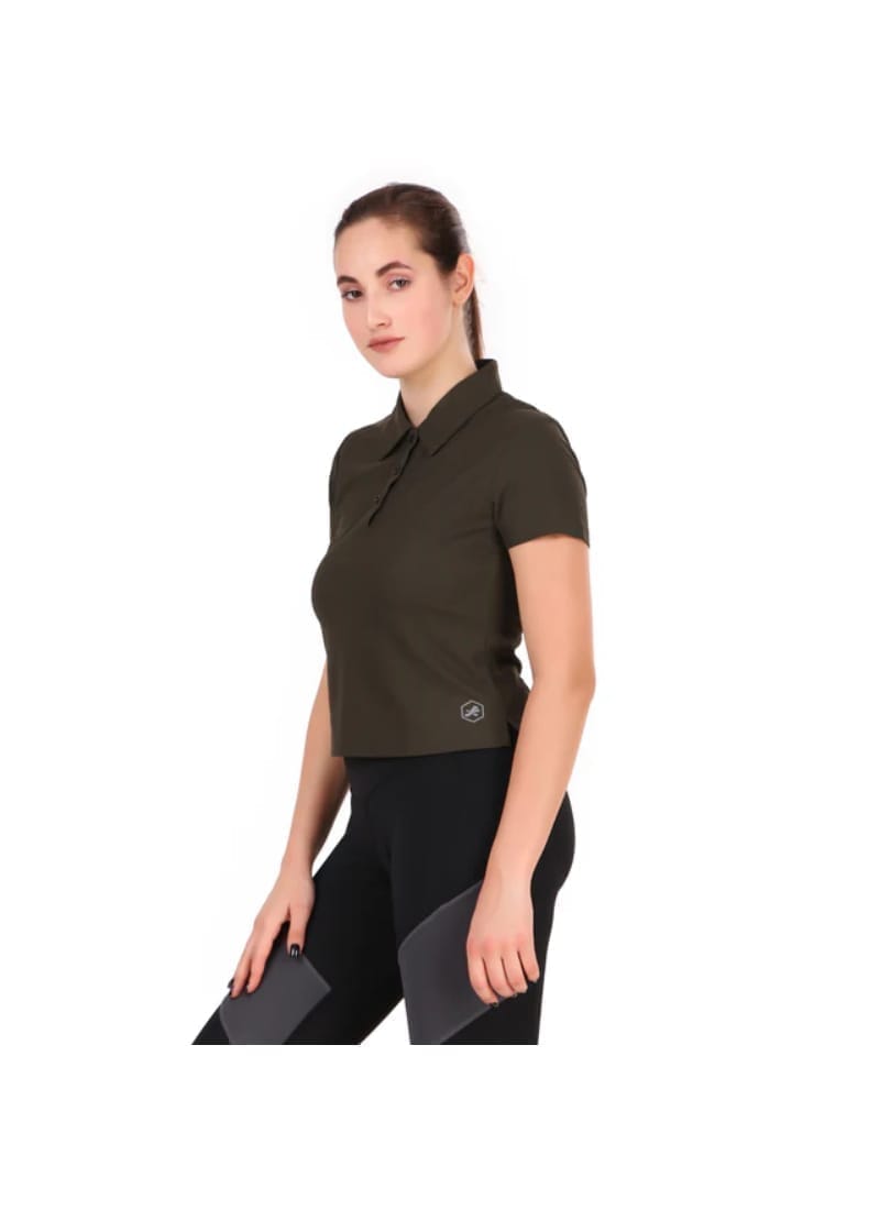 Activewear Polo Crop Top For Women (Olive)