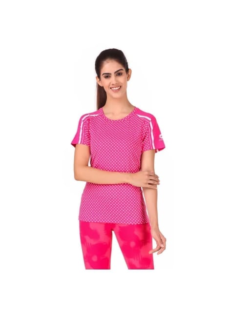 Performance Core Sports T-shirt For Women (Pink Dots)