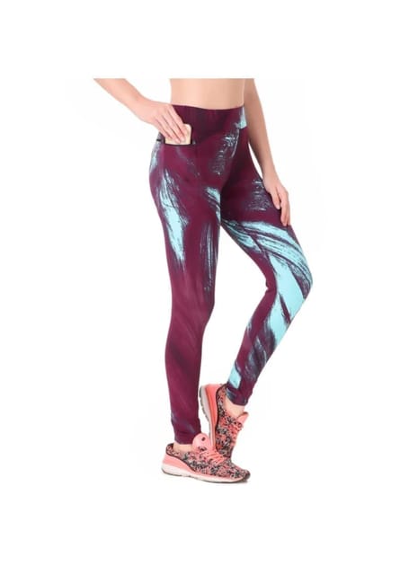 Gym Yoga Running Legging For Women Zip Pocket (Tidal Print)