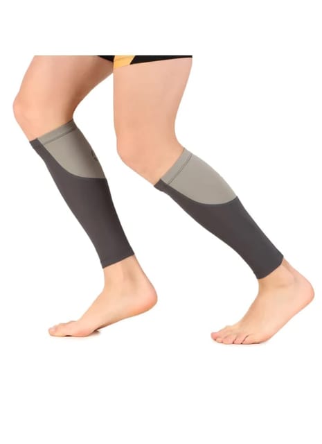 Nylon Compression Calf Sleeves (Dark Grey/Light Grey)