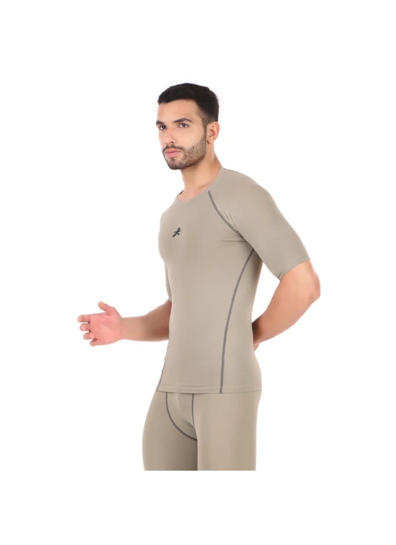 Nylon Compression Tshirt Half Sleeve Tights For Men (Pista)