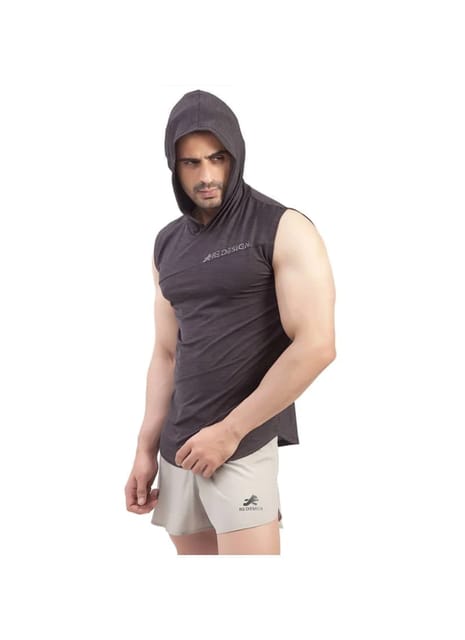 Cutsleeve Gym T-Shirt Hoodie For Men (Dark Brown)