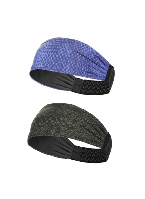 Sports Headband For Men and Women pack of two (Blue/Green Snake)