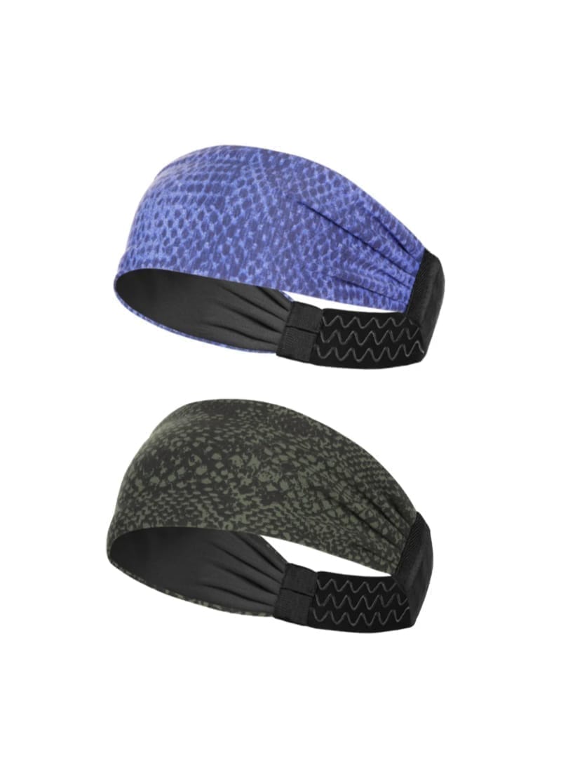 Sports Headband For Men and Women pack of two (Blue/Green Snake)