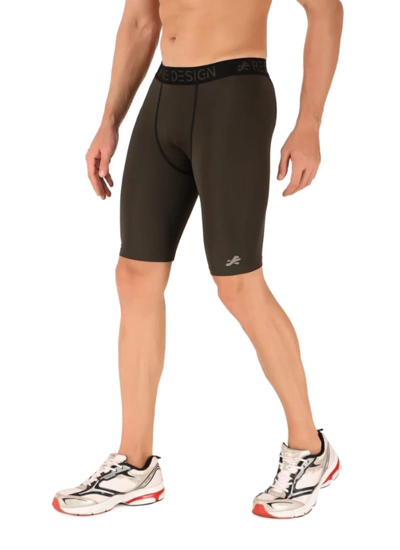 Men's Nylon Compression Shorts and Half Tights (Military Green)