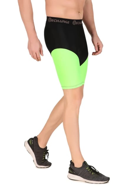 Men's DC Polyester Compression Shorts (Black/Neon Green)