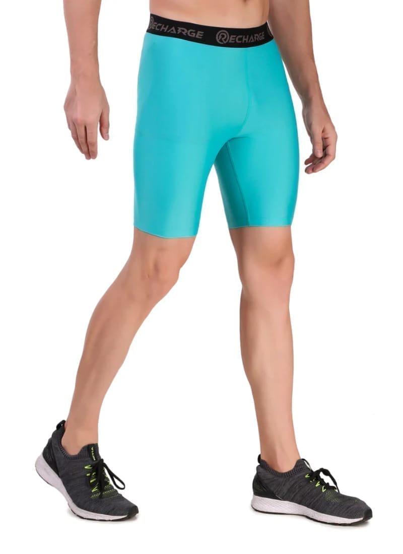 Men's Polyester Compression Shorts (Coral Green)