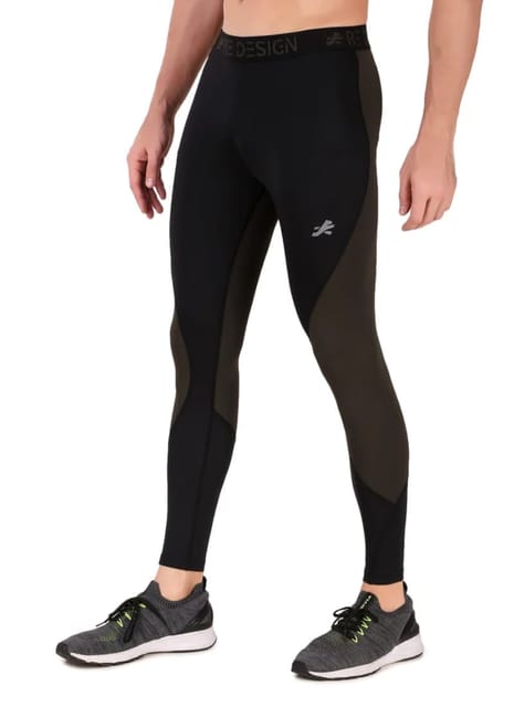 Nylon PB Series Compression Pant and Full Tights For Men (Black/Olive)