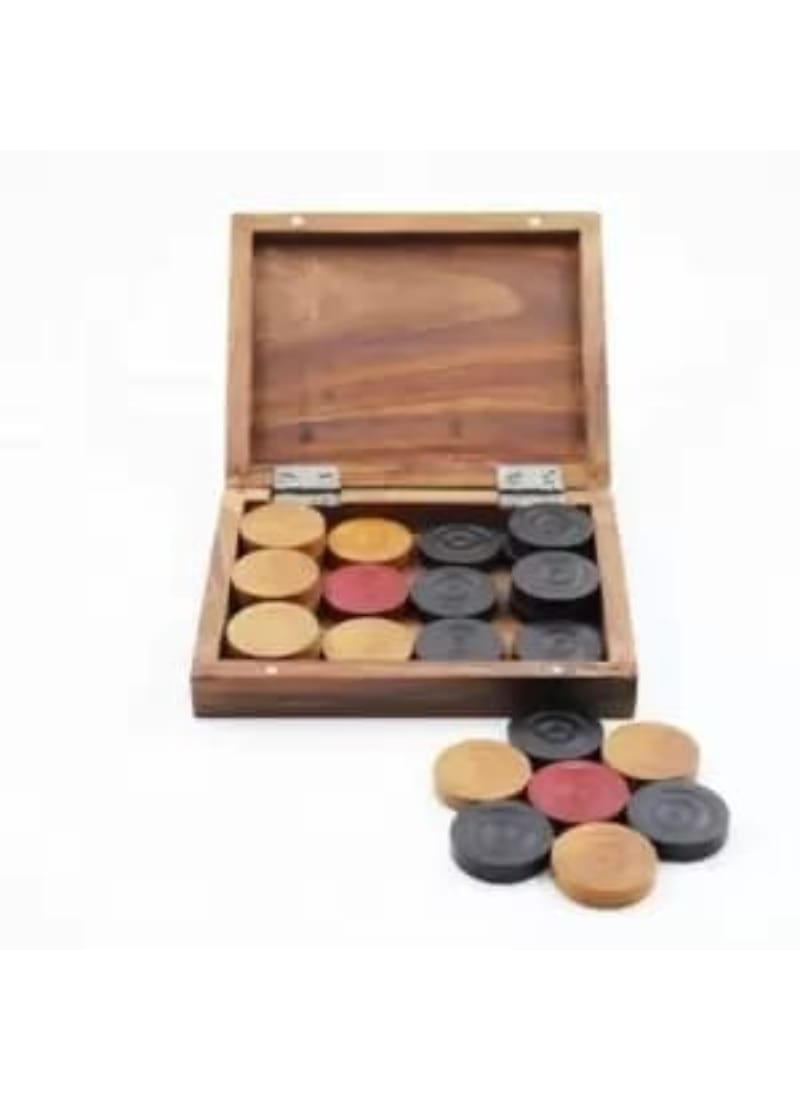 Synco Premia Carrom Board Coins In Sheesham Wooden Box