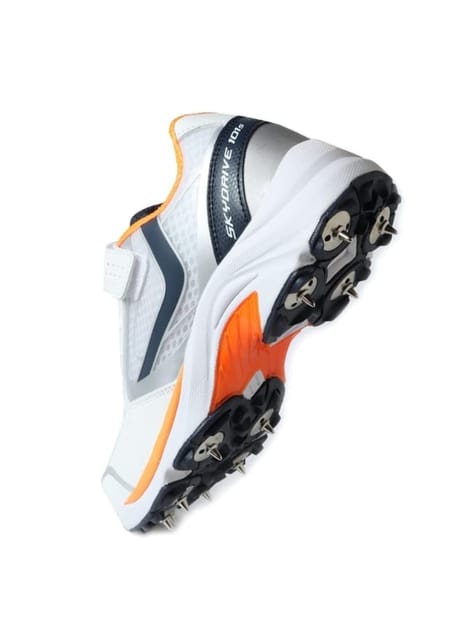 KD Cricket Shoes Bowling Spike with Rubber Cleats Field Shoe with Responsive Insole Cushioning System (Black Orange)