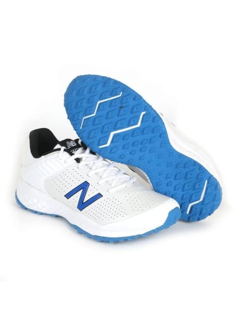New Balance CK 4020 Rubber Spike Cricket Shoes - ( Size: 8 UK, White/Blue )