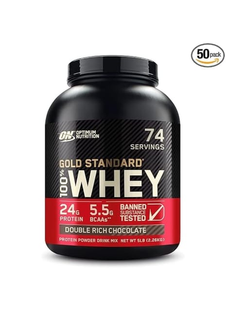 Optimum Nutrition (ON) Gold Standard 100% Whey Protein Powder - 5 lbs, 2.27 kg (Double Rich Chocolate), Primary Source Isolate