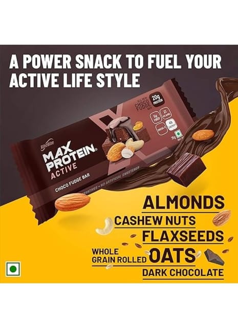 RiteBite Max Protein Active Choco Fudge Bars 450g - Pack of 6 (75g x 6)