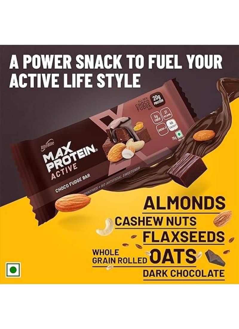 RiteBite Max Protein Active Choco Fudge Bars 450g - Pack of 6 (75g x 6)