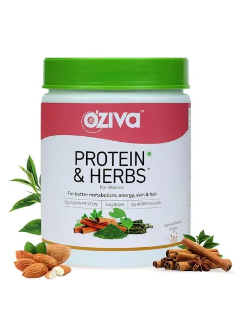OZiva Protein & Herbs for Women - Whey Protein, Ayurvedic Herbs & Multivitamins for Better Metabolism, Skin & Hair 500g