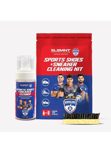 Elemnt Sports Shoes + Sneaker Cleaning Kit | Bengaluru FC Edition-One Shoe Cleaner Foam Spray 150ML + Brush