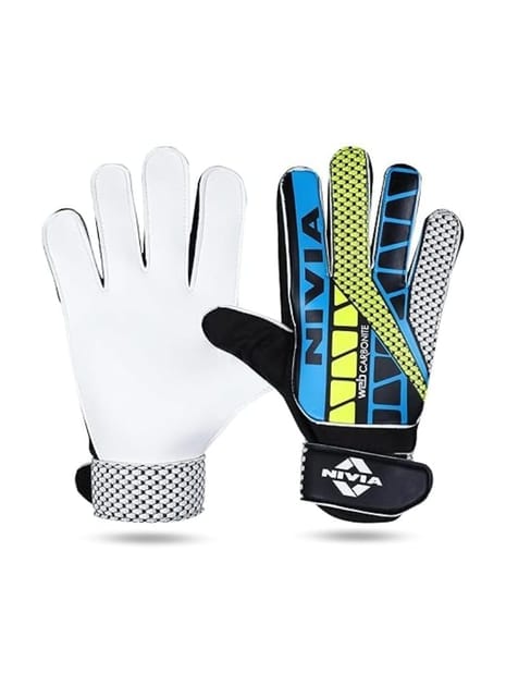 Nivia Web Football Goal Keep Gloves (Medium) - Rubber, Multicolor