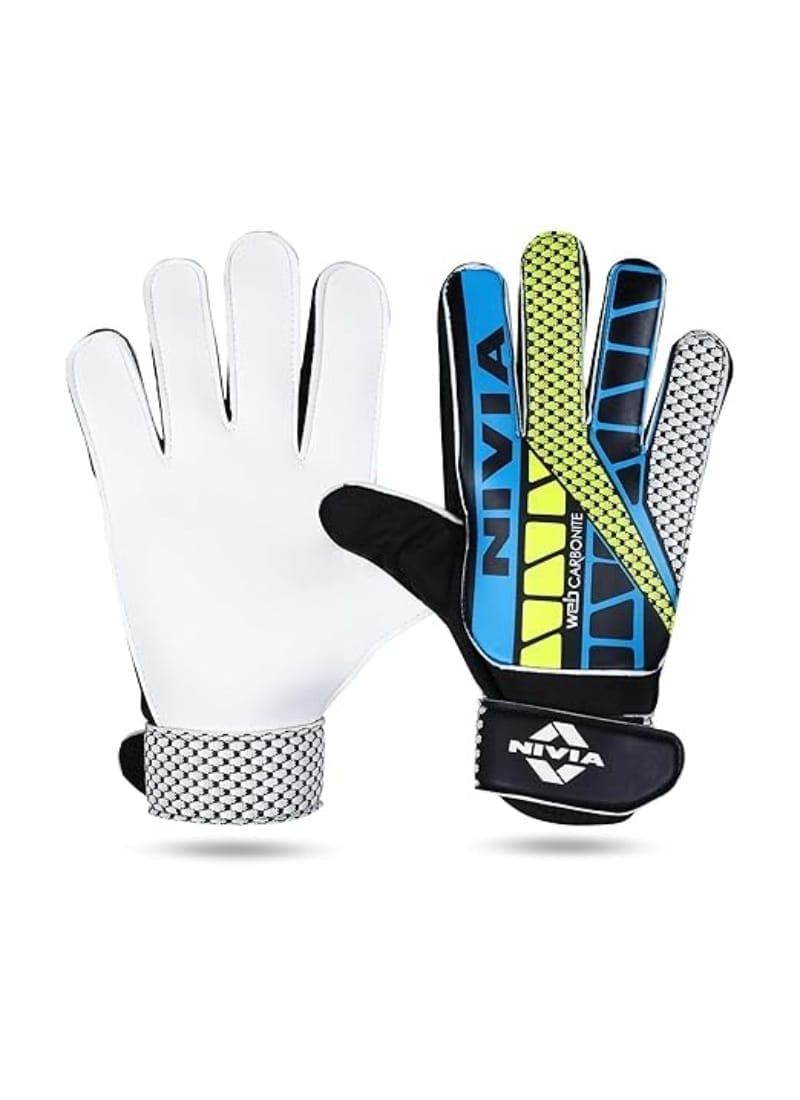 Nivia Web Football Goal Keep Gloves (Medium) - Rubber, Multicolor
