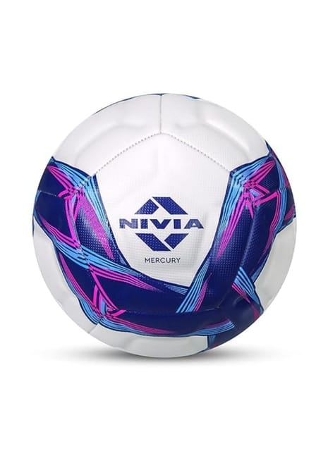 Nivia Mercury Football/Power Stitched Football/12 Panel/Training Football/Size - 5 (White/Blue)