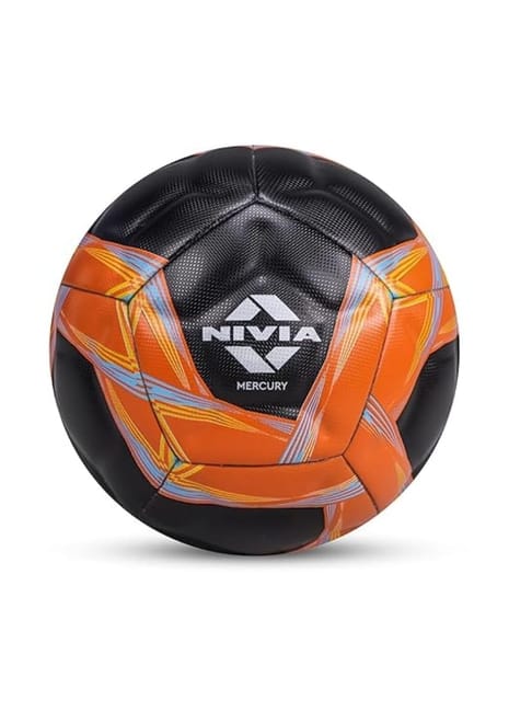 Nivia Mercury Football/Power Stitched Football/12 Panel/Training Football/Size - 5 (Black/Orange)