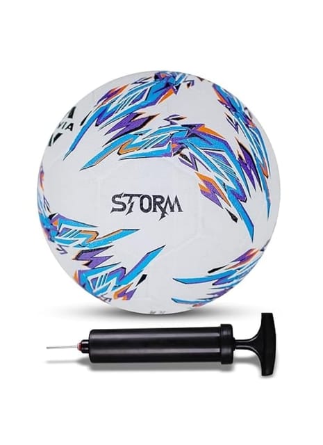 Nivia Combo Storm 2.0 Football (Size - 5, White/Blue) with Ball Pump