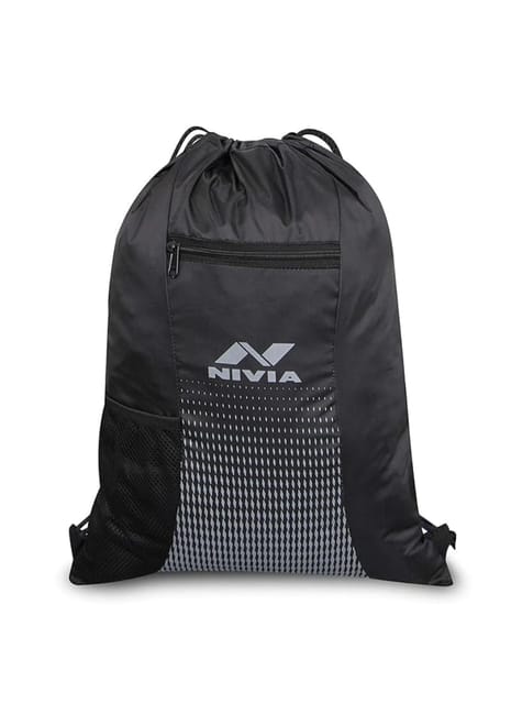 Nivia String Backpack With Sipper Pocket/Polyester/Outdoor bag/Lightweight Bag ( Black )
