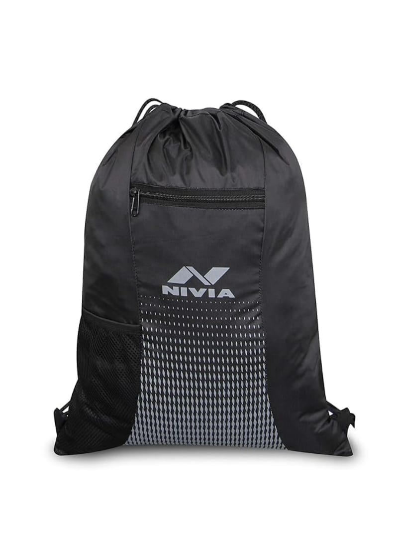 Nivia String Backpack With Sipper Pocket/Polyester/Outdoor bag/Lightweight Bag ( Black )