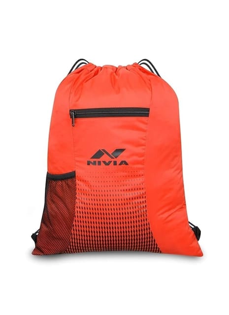 Nivia String Backpack With Sipper Pocket/Polyester/Outdoor bag/Lightweight Bag ( RED )