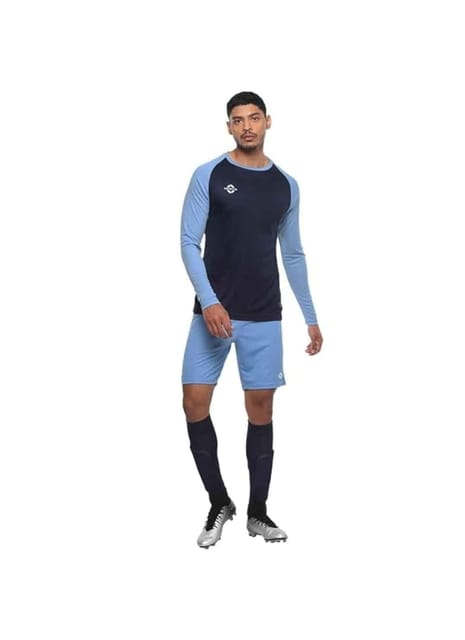 Nivia Men Destroyer Football Jersey Set Full Sleeves (  Sky Blue/Navy Blue )