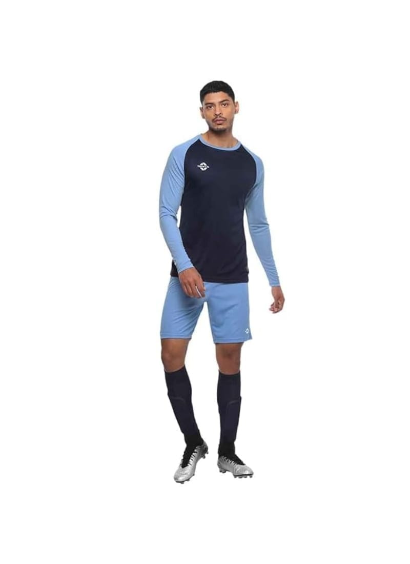 Nivia Men Destroyer Football Jersey Set Full Sleeves (  Sky Blue/Navy Blue )