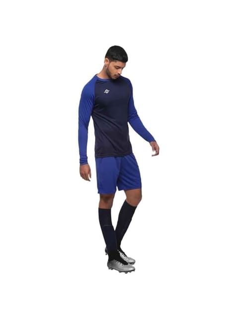 Nivia Men Destroyer Football Jersey Set Full Sleeves ( Navy Blue/Royal Blue )