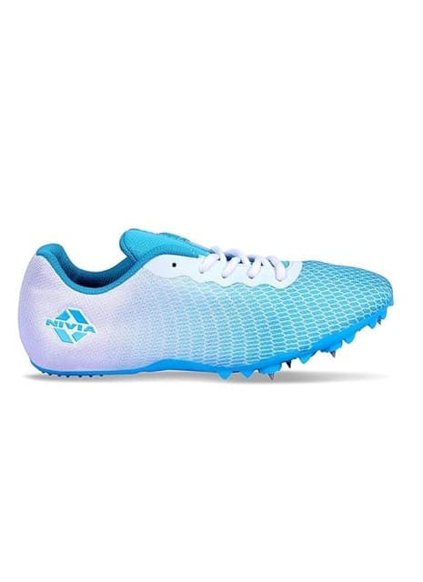 NIVIA Stride 3.0 Athletic Spikes Track & Field Shoes for Men | Sprint Spikes | Outdoor Running Shoes | Track and Field Shoes | (Sky Blue & Pink) |