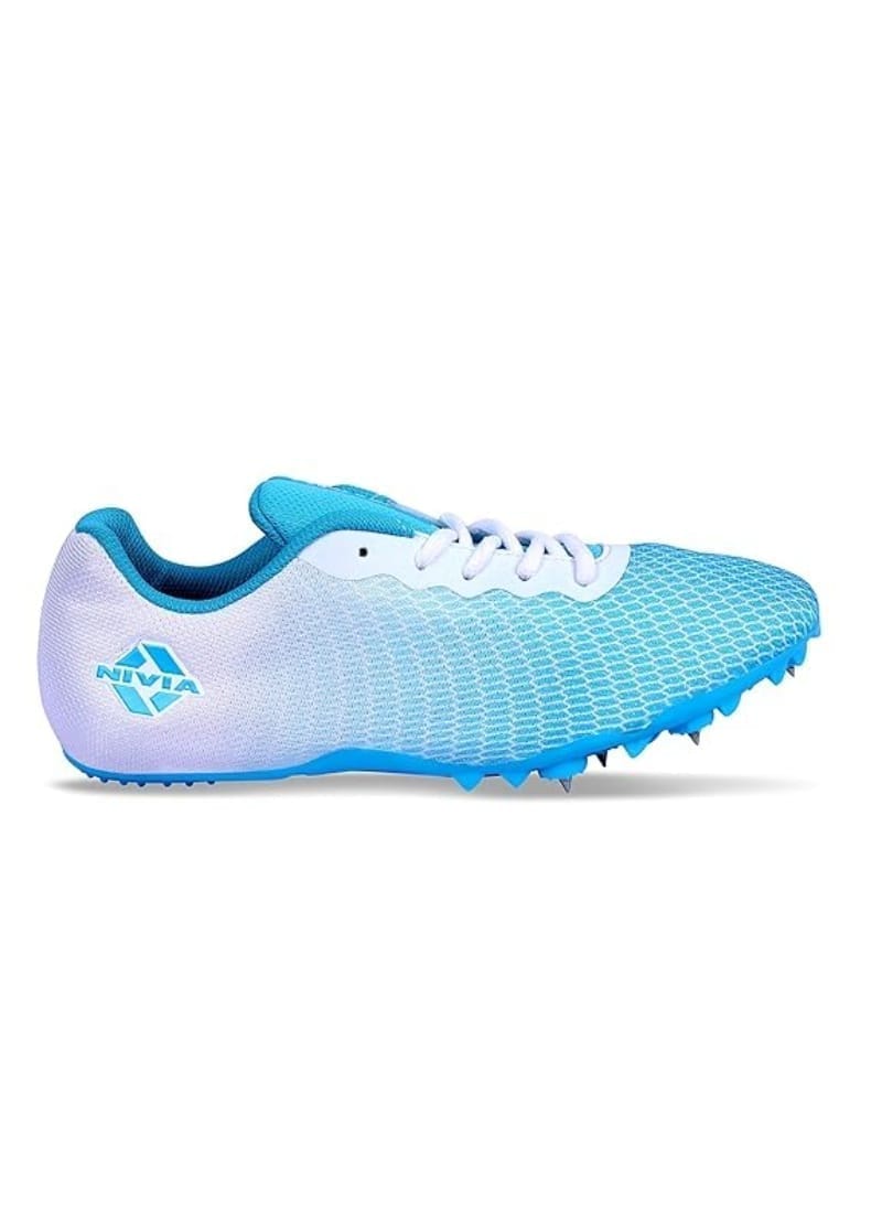 NIVIA Stride 3.0 Athletic Spikes Track & Field Shoes for Men | Sprint Spikes | Outdoor Running Shoes | Track and Field Shoes | (Sky Blue & Pink) |