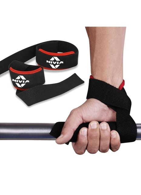 Nivia Weight Lifting Strap with Wrist Supporter for Gym, Powerlifting, Strength Training for Men & Women (Red/Black)