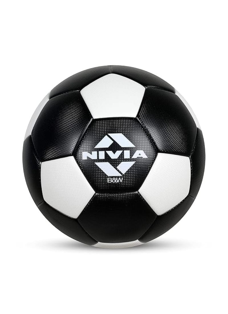 Nivia Football, B&W Football, PU Football, 32 Panels, Suitable for Soft & Wet Ground,Hard Ground,International Match Ball, Football for Men & Women Size-5 (Black)