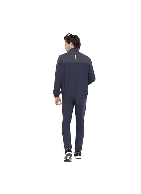 Nivia Carboxy - 2 Track Suit/Sportswear Regular Fit Track Suits/Athletic Gym Running Jogging Suit Set (Navy Blue/Dark Grey/Yellow)