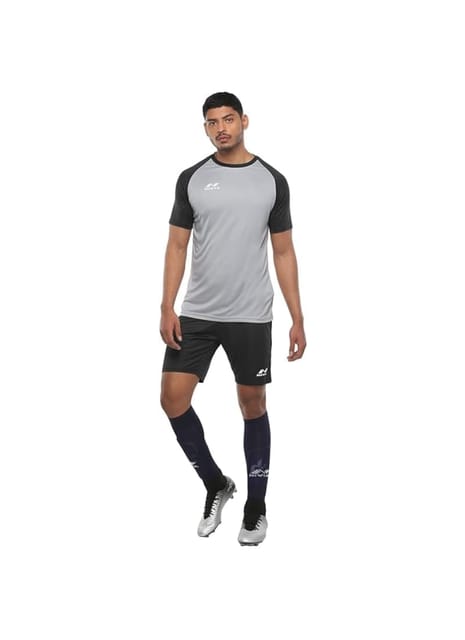 Nivia Destroyer Football Jersey Set for Men (Light Grey/Black, S)