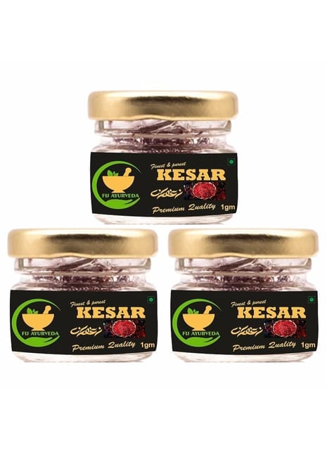 FIJ AYURVEDA Saffron Thread Kesar/ Keshar/ Zafran /Jafran (A++ Grade) – 3GM (Combo Pack)