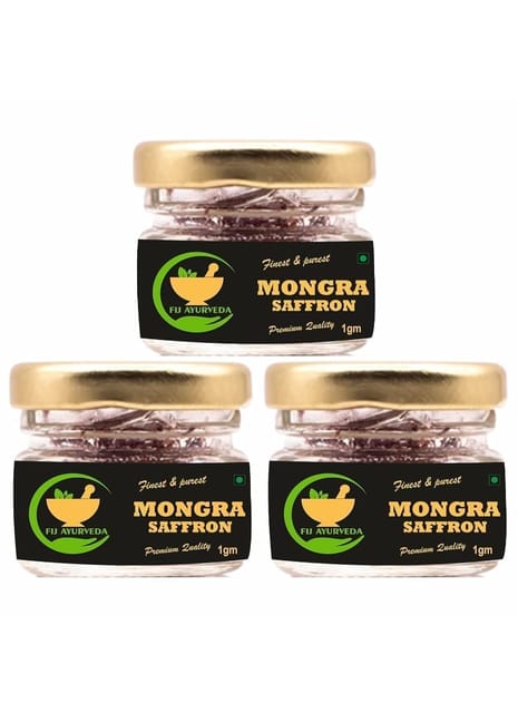 FIJ AYURVEDA Natural & Finest Grade A++ Mongra Saffron Thread Kesar/ Keshar/ Zafran /Jafran for Beauty & Health – 3GM (Combo Pack)