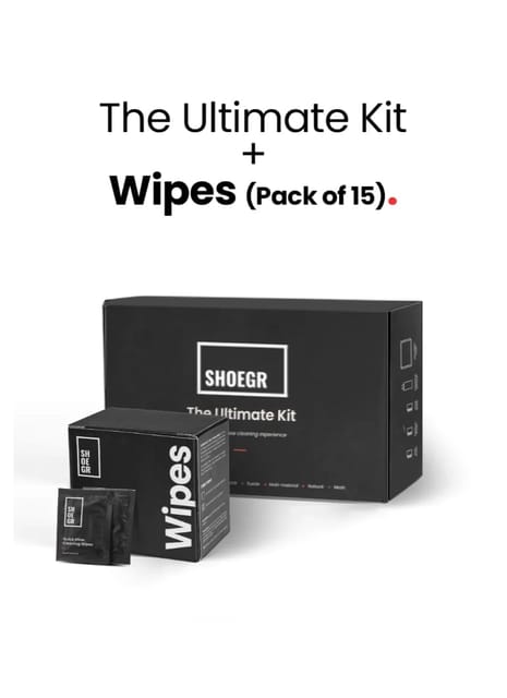 SHOEGR Ultimate Shoe Cleaning Kit + Wipes (Pack of 15)