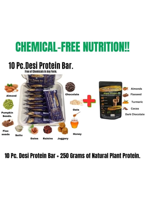 Sheer Madness Desi Protein Bar Pack of 10 / Natural Plant Protein 250 gm Combo